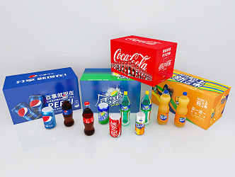 Modern Drink Coke Sprite Fruit Juice Drink Paper Cup Box Combination 3d model