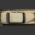 Vintage Golden Model Car With Classic Design Rounded Body On Display Stand