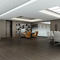 Modern Office Interior With Large Windows City View And Comfortable Office Furniture