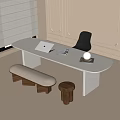 Modern Desk and Chair Combination Desk 3d model