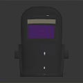 Dark Colored Welding Helmet With Purple Viewing Window And Reflective Surface 3d model