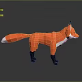 Red Fox 3D Model in Low Poly Style on Gray Background with Reflection 3d model