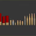 Different Types Of Metallic Bullets With Various Colors And Sizes Displayed