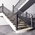 Elegant Modern Staircase Interior Design With Black Railings And White Steps
