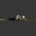 Detailed Ancient Castle Model with Circular Pathway Green Grassland and Surrounding Small Buildings
