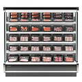 Commercial Display Freezer With Glass Door And Multiple Shelves For Meat Storage