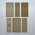 Chinese-style window grilles silhouette pane window sill border openwork window 3d model
