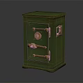 Vintage Green Furniture Safe Cabinet With Golden Metal Locks And Handles