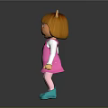 Cute Animated Game Character With Pink Dress Cat Ears White Sleeves And Blue Shoes