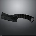 Carved Knife Sculpture with Intricate Blade Patterns and Textured Black Handle