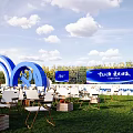 Event Entrance for Tianzhang Group 18th Anniversary Celebration with Blue Background Lighting Stage and Seats