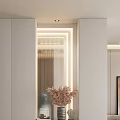 Modern Foyer Hallway Design With Vase Dried Flowers And Lighting