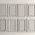 Different Style Gray Cabinet Door Panels Arranged On Light Wall For 3d model