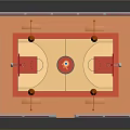 Basketball Court Design With Red Fences Hoops Orange Floor And White Lines