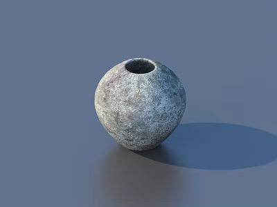 Round Textured Ceramic Vessel with Smooth Curved Shape in Grayish Tone on Gray Background 3d model