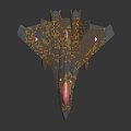 Camouflage Fighter Jet Model with Pink Nose Flags on Wings and Dark Background