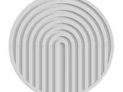 Modern Circular Decorative Component With Concentric Rings And Vertical Stripes 3d model