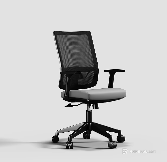 Ergonomic Office Chair With Mesh Back Gray Cushion And Black Swivel Wheels 3d model 