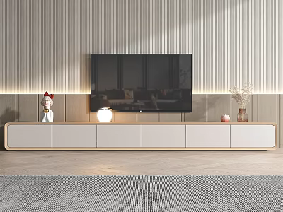 Modern Elegant TV Stand With Mounted TV Wall Decor And Decorative Items 3d model