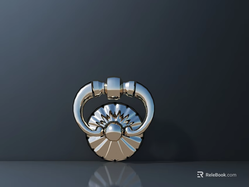 Polished Metal Decorative Hardware With Curved Handles And Round Base Design 3d model 