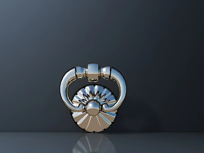 Polished Metal Decorative Hardware With Curved Handles And Round Base Design 3d model