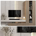 Modern TV Wall Design With Wooden Decor Floating Shelf Books And Decorative Items