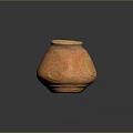 Ancient Orange Red Clay Pot With Patched Surface On Dark Background 3d model
