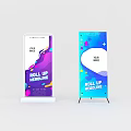 Colorful Roll Up Display Stands With Purple Pink Blue Yellow Gradient Design