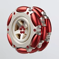 Red Silver Mechanical Gear Decorative Ornament Set With Rotating Parts