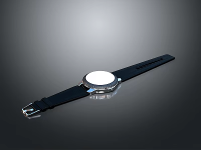 Stylish Modern Wristwatch With Black Silicone Strap White Dial And Metal Bezel Design 3d model
