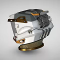 Futuristic Sci Fi Helmet Design With White And Gold Metallic Finish Transparent Visor