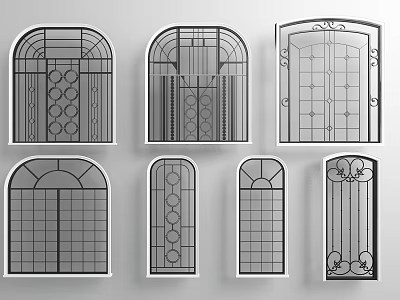 American-style window iron window combination 3d model