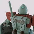 Detailed Green And Red Mecha Robot Model With Shield Weapon And Accessories