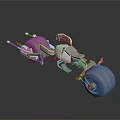 Gray Concept Motorcycle 3D Model With Large Wheels And Detailed Mechanical Design Structure