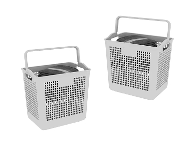 Two White Mesh Storage Baskets With Handles For Practical Home Organization 3d model