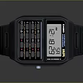 Stylish Black Strap Watch With Square Dial And Digital Display For Daily Use 3d model