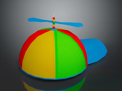 Colorful Propeller Hat With Red Yellow Green And Blue Sections For Casual Daily Use 3d model