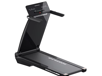 Foldable Black Treadmill With Control Panel And Handrails For Home Use 3d model