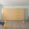 Indoor Kids Sports Equipment With Wooden Climbing Wall Ladder And Hanging Climbing Gear
