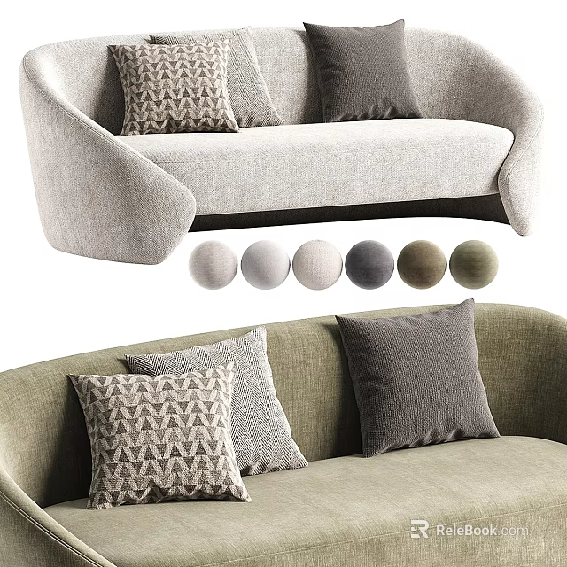 Modern Two Seater Sofa With Decorative Pillows And Various Color Options 3d model 