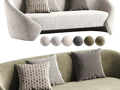 Modern Two Seater Sofa With Decorative Pillows And Various Color Options 3d model