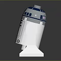 Lego Style Blue And White Droid Figure With Dome Head And Mechanical Details