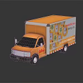 Orange Delivery Truck With Colorful Graphics Tasty Treats And Rewards