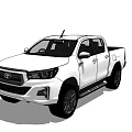 Toyota White Pickup Truck with Double Cab and Black Wheels Modern Exterior
