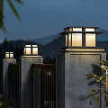 Solar Powered Outdoor Light With Modern Square Design And Transparent Glass Panels
