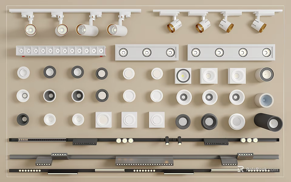 Downlights and Spotlights Various Types and Modern Designs for Home Interior Lighting 3d model 