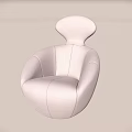 Light Colored Modern Single Sofa With Curved Armrests Rounded Backrest Stitched Details 3d model