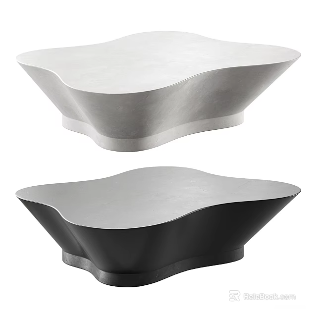 Modern Coffee Table White And Black With Irregular Wavy Design And Sleek Surface 3d model 