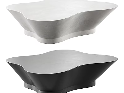 Modern Coffee Table White And Black With Irregular Wavy Design And Sleek Surface 3d model