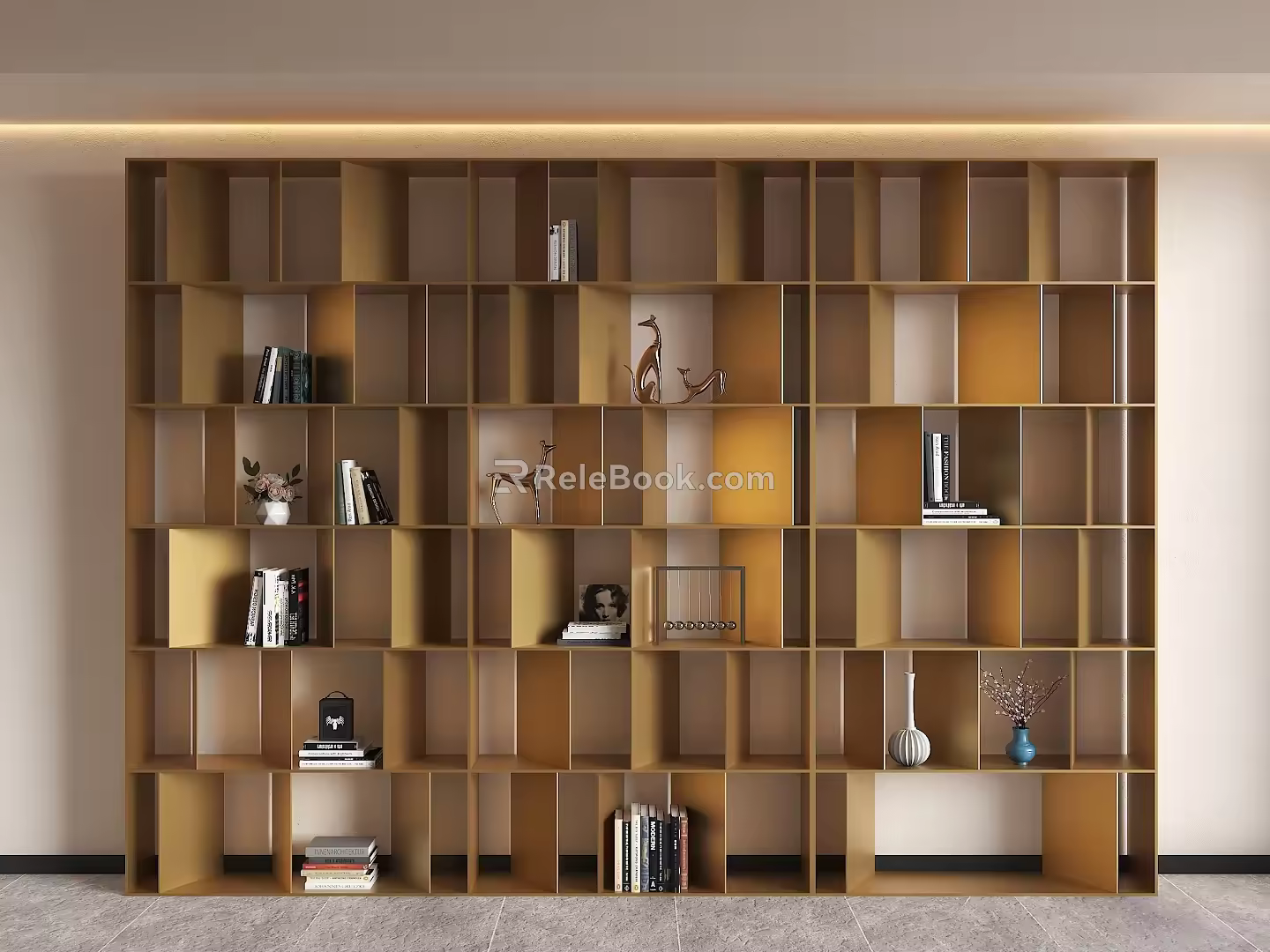 Modern and Simple Bookshelf Storage Rack Stainless Steel Bookshelf Light Luxury Bookshelf Shaped Bookshelf Bookcase Book Decoration Combination 3d model